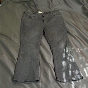 Madewell Petite Kick out Crop jeans in true black wash